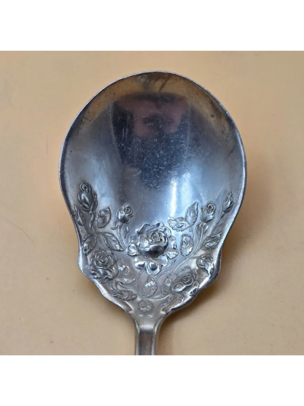 Holmes & Edwards American Beauty Rose Silverplate Berry Spoon Flatware